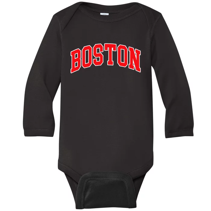 Boston Hometown Pride Throwback Design Print Classic Baby Long Sleeve Bodysuit