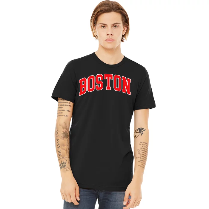 Boston Hometown Pride Throwback Design Print Classic Premium T-Shirt