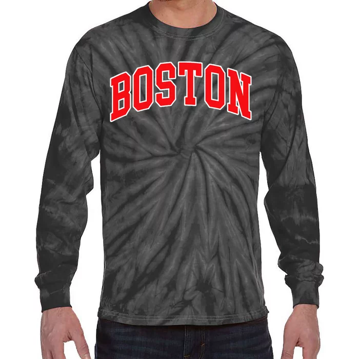 Boston Hometown Pride Throwback Design Print Classic Tie-Dye Long Sleeve Shirt