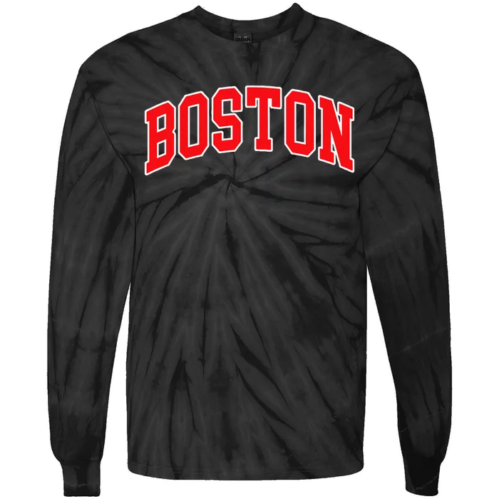 Boston Hometown Pride Throwback Design Print Classic Tie-Dye Long Sleeve Shirt