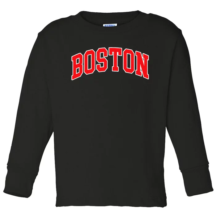 Boston Hometown Pride Throwback Design Print Classic Toddler Long Sleeve Shirt