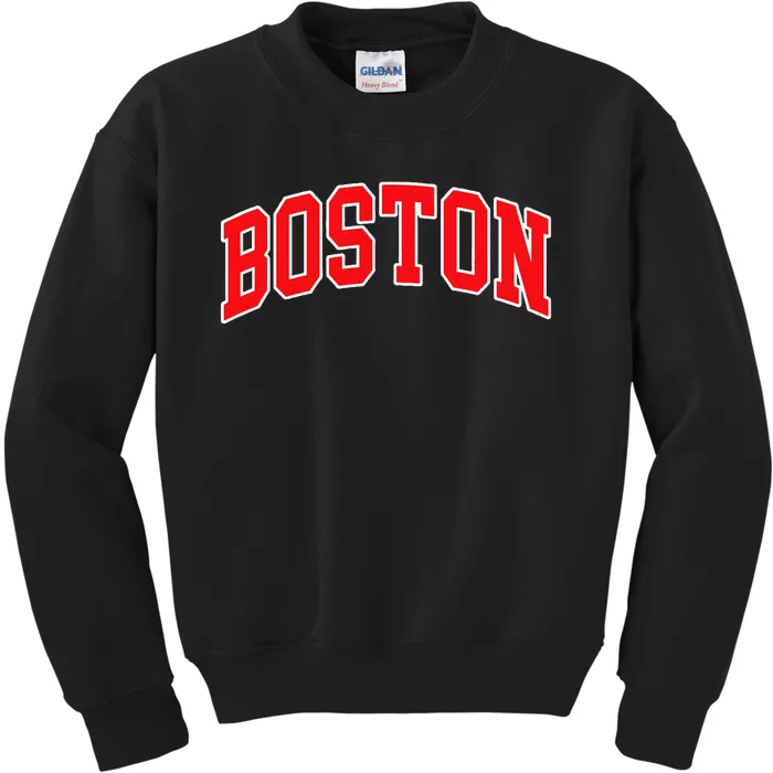 Boston Hometown Pride Throwback Design Print Classic Kids Sweatshirt