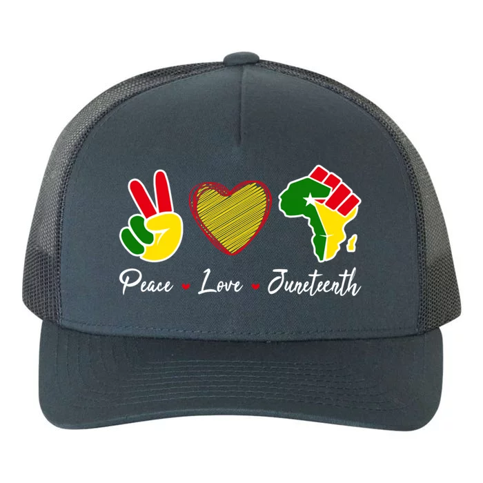 Black History Peace Love Juneteenth African Pride Melanin Great Gift Yupoong Adult 5-Panel Trucker Hat