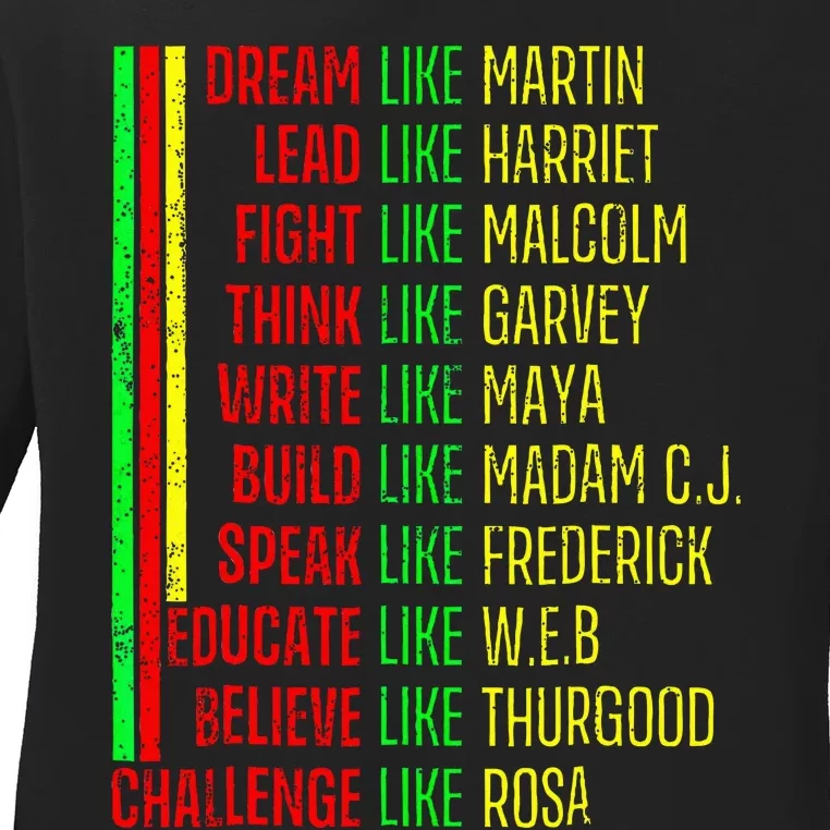 Black History Pride Martin Black Afro African Ladies Long Sleeve Shirt