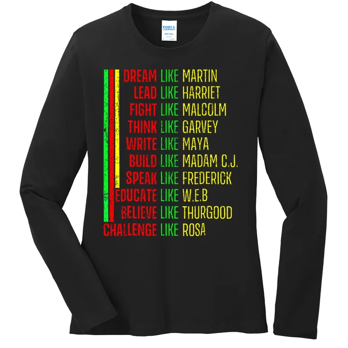 Black History Pride Martin Black Afro African Ladies Long Sleeve Shirt