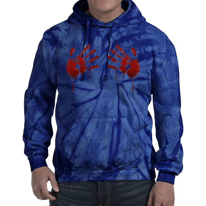 Blood Hands Print Spooky Halloween Costume Tie Dye Hoodie