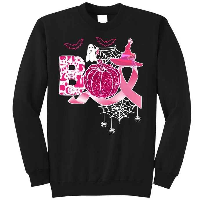 Boo Halloween Pumpkin Pink Ribbon Witch Ghost Breast Cancer Sweatshirt