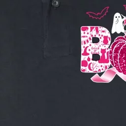 Boo Halloween Pumpkin Pink Ribbon Witch Ghost Breast Cancer Softstyle Adult Sport Polo