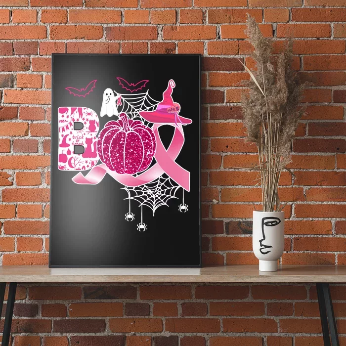 Boo Halloween Pumpkin Pink Ribbon Witch Ghost Breast Cancer Poster