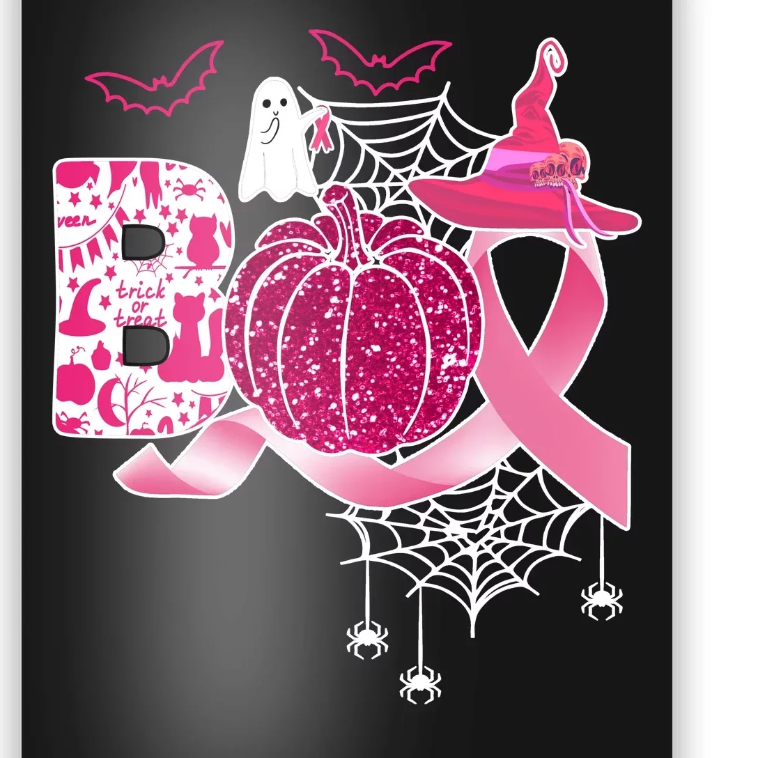 Boo Halloween Pumpkin Pink Ribbon Witch Ghost Breast Cancer Poster