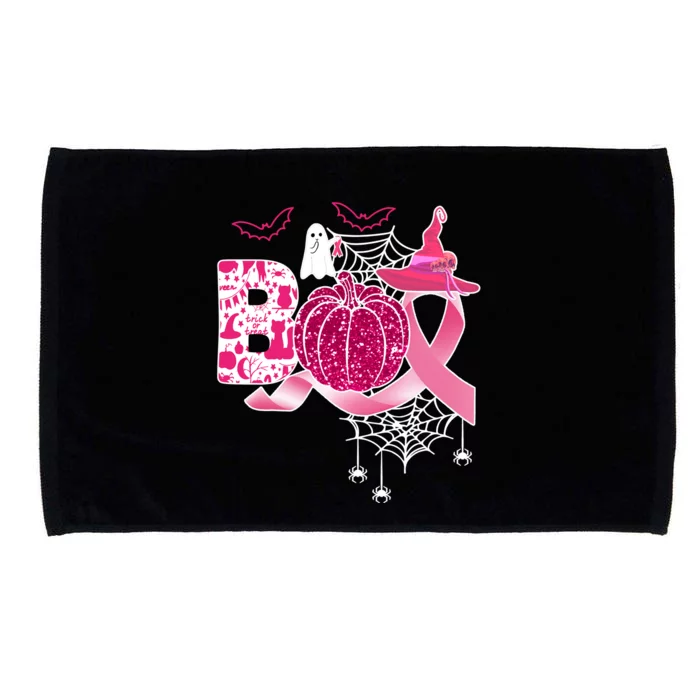 Boo Halloween Pumpkin Pink Ribbon Witch Ghost Breast Cancer Microfiber Hand Towel