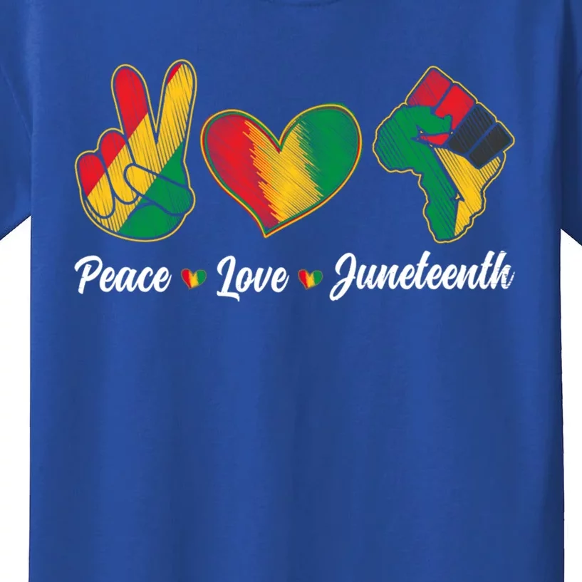 Black History Peace Love Juneteenth Independence Freedom Day Funny Gift Kids T-Shirt