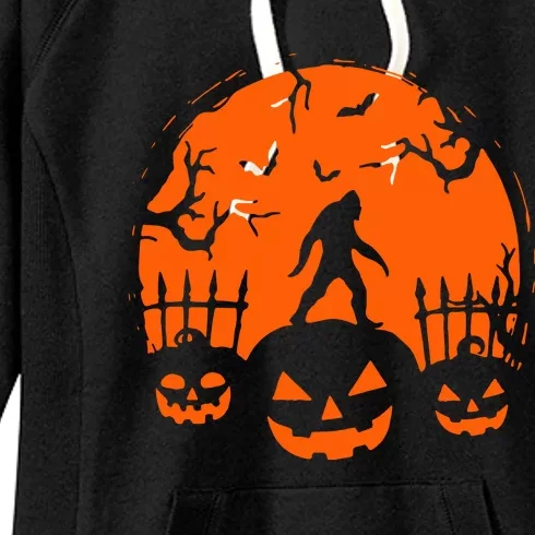 Bigfoot Halloween Pumpkin Head Horror Spooky Women's Fleece Hoodie