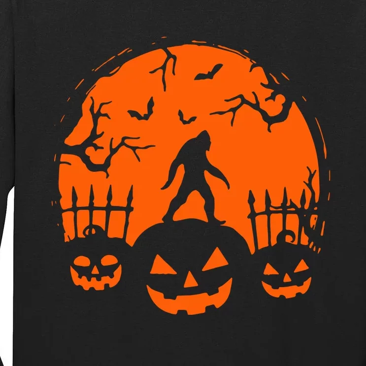 Bigfoot Halloween Pumpkin Head Horror Spooky Tall Long Sleeve T-Shirt