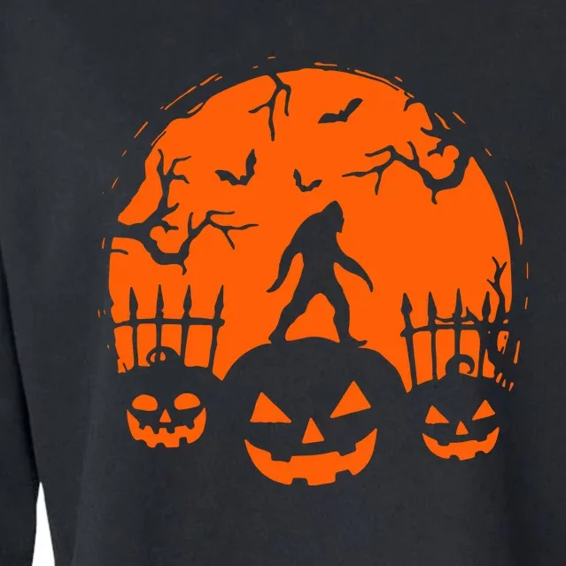 Bigfoot Halloween Pumpkin Head Horror Spooky Cropped Pullover Crew