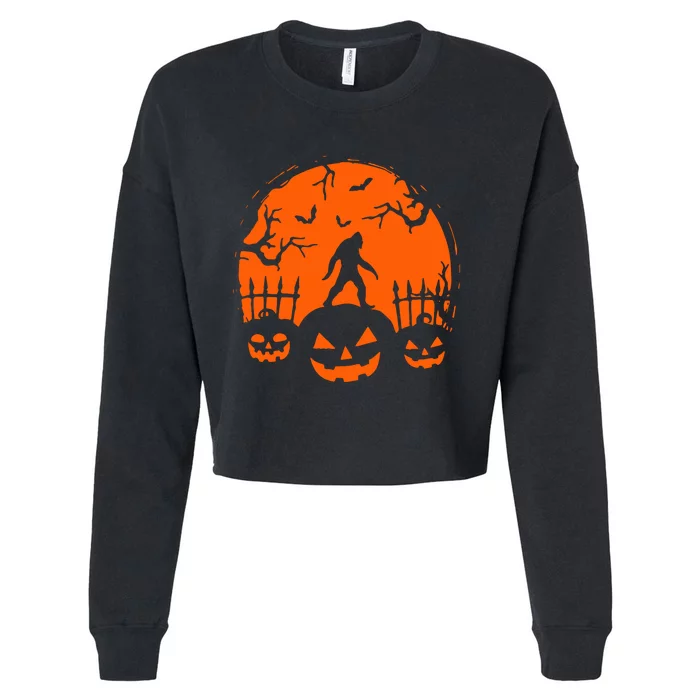 Bigfoot Halloween Pumpkin Head Horror Spooky Cropped Pullover Crew