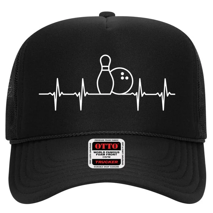 Bowling Heartbeat Pulse Gift High Crown Mesh Trucker Hat