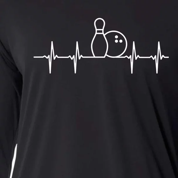 Bowling Heartbeat Pulse Gift Cooling Performance Long Sleeve Crew