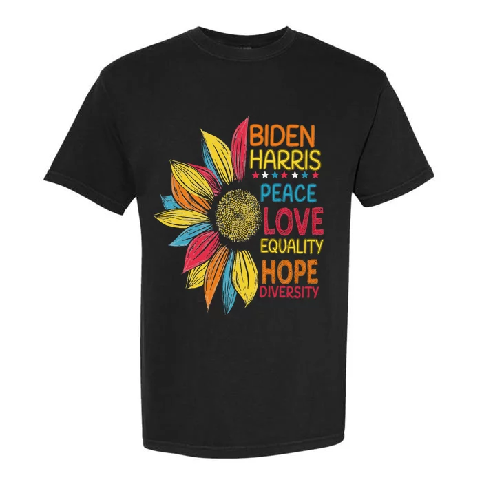 Biden Harris Peace Love Equality Hope Diversity Garment-Dyed Heavyweight T-Shirt