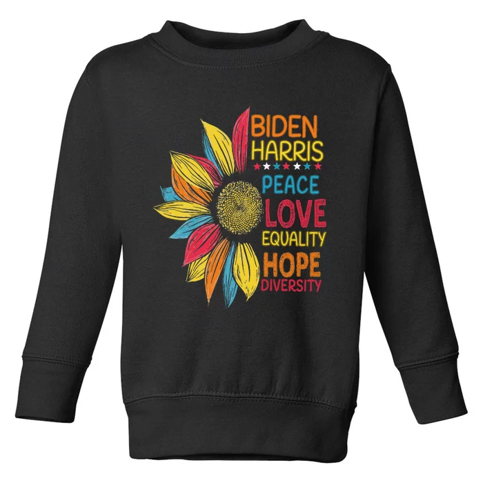 Biden Harris Peace Love Equality Hope Diversity Toddler Sweatshirt