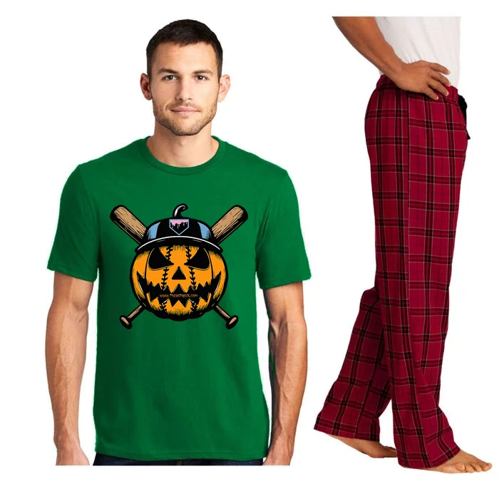 B.A.S.E.B.A.L.L Home Plate Drip Halloween Pumpkin Pajama Set