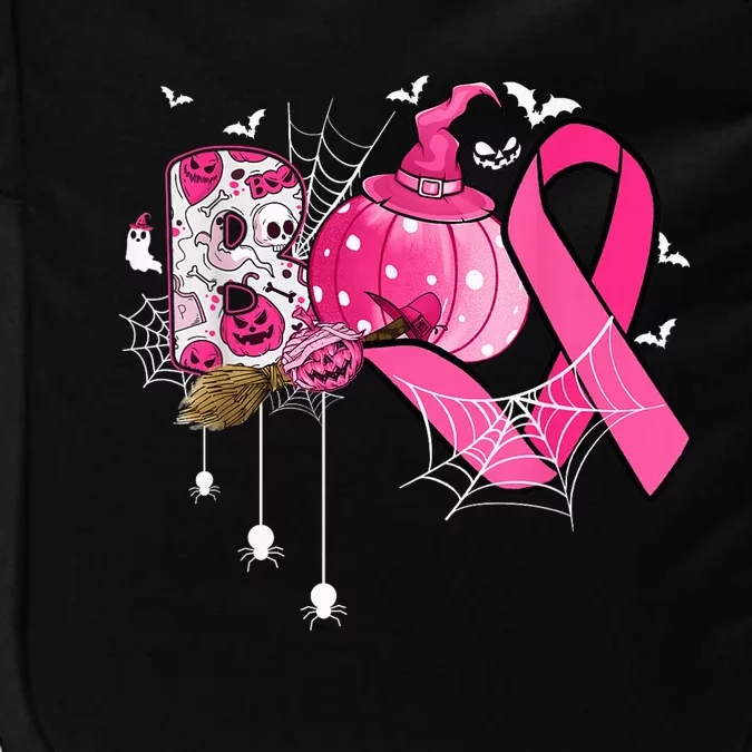 Boo Halloween Pumpkin Pink Ribbon Witch Breast Cancer Impact Tech Backpack