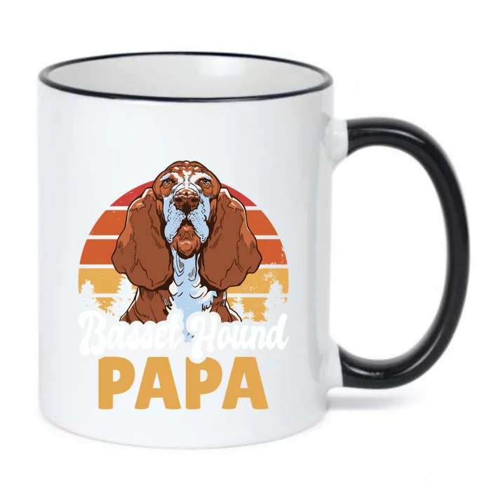 Basset Hound Papa With A Dog For Father's Day Gift Black Color Changing Mug