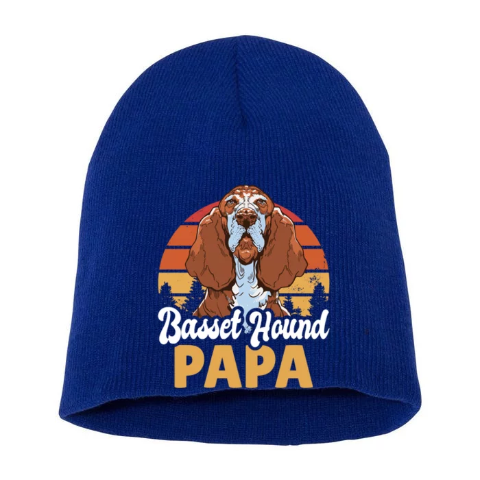 Basset Hound Papa With A Dog For Father's Day Gift Short Acrylic Beanie