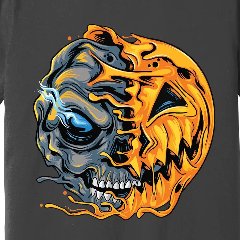 Boy Halloween Pumpkin Skull Kids Teens Premium T-Shirt