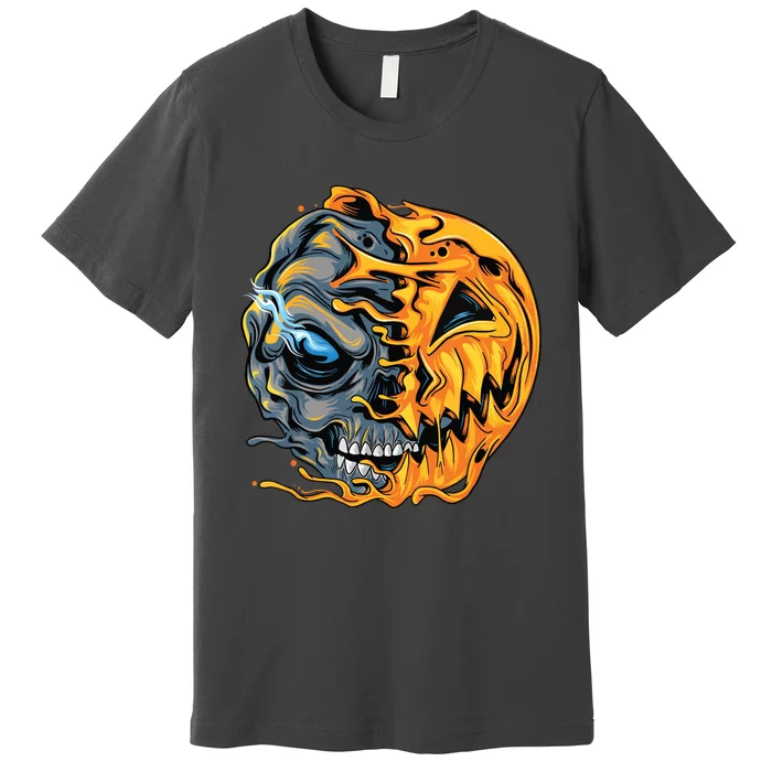 Boy Halloween Pumpkin Skull Kids Teens Premium T-Shirt