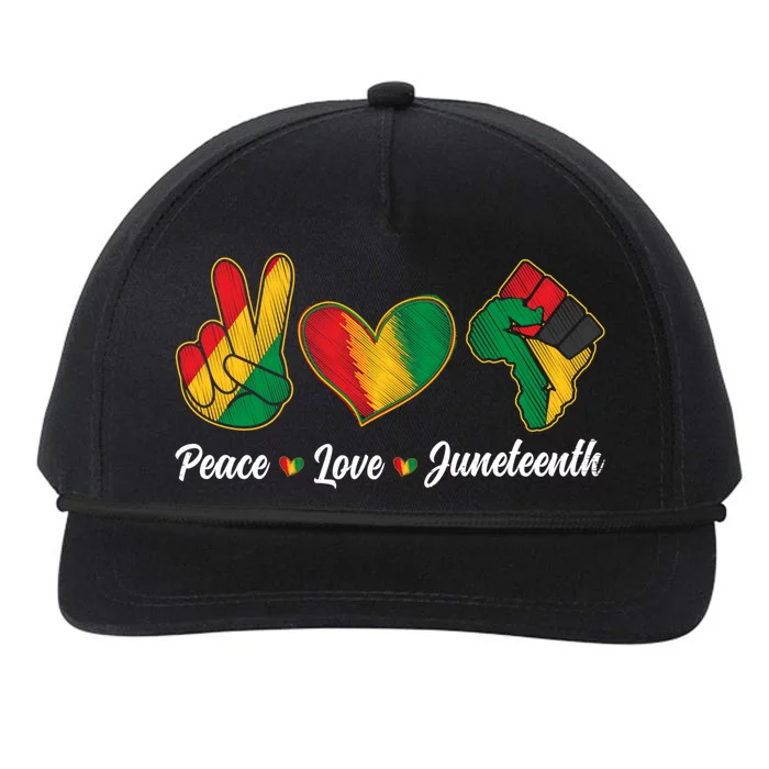 Black History Peace Love Juneteenth Independence Freedom Day Gift Snapback Five-Panel Rope Hat