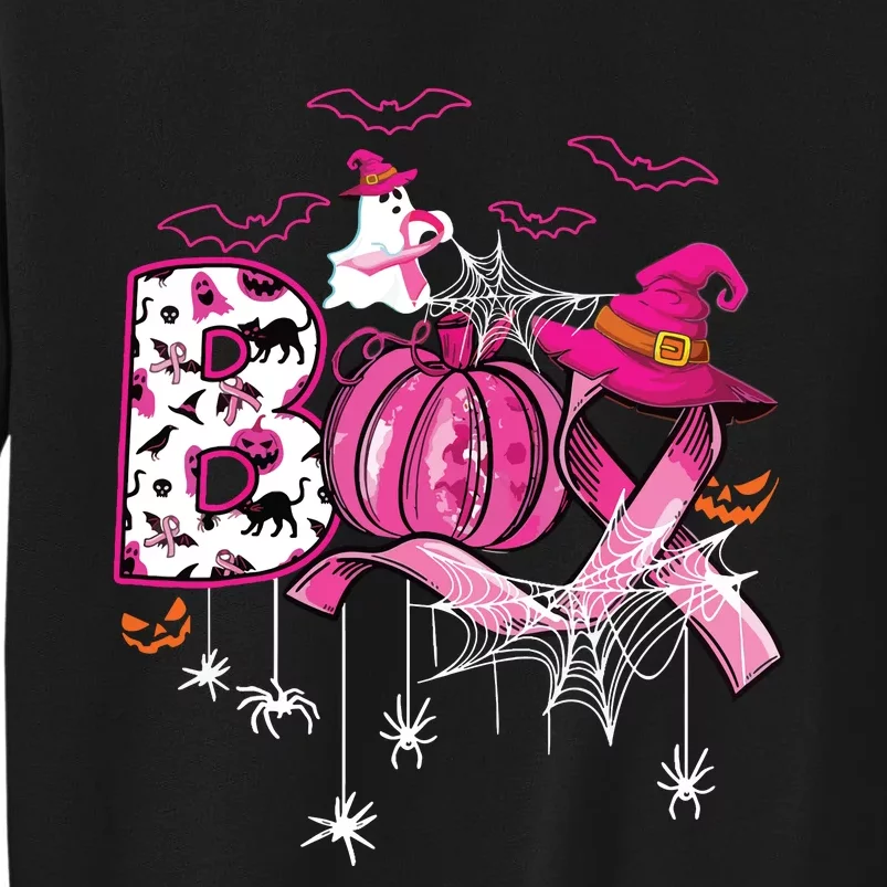 Boo Halloween Pumpkin Ribbon Witch Breast Cancer Sweatshirt