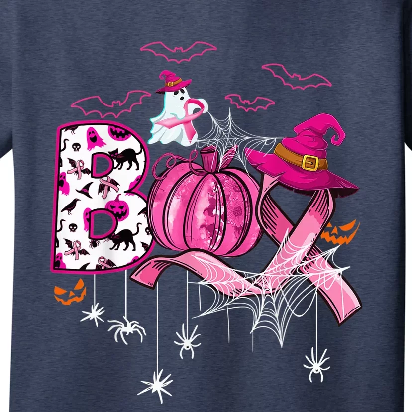 Boo Halloween Pumpkin Pink Ribbon Witch Breast Cancer T-Shirt