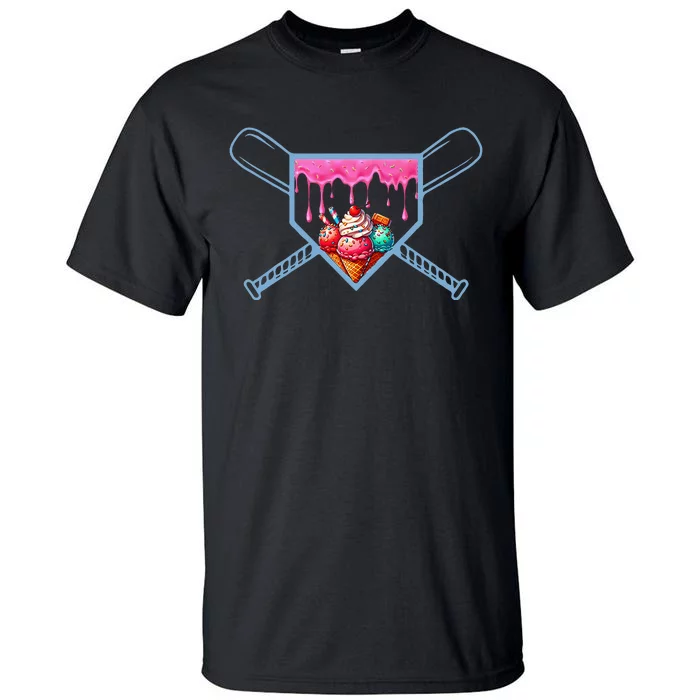 B.A.S.E.B.A.L.L Home Plate Social Club For Boy Ice Cream Drip Tall T-Shirt