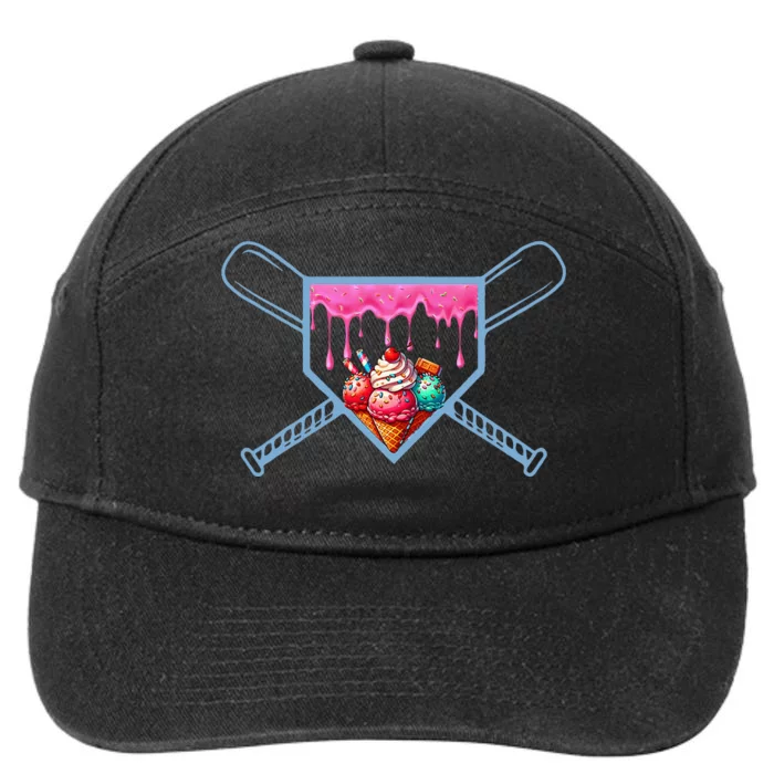 B.A.S.E.B.A.L.L Home Plate Social Club For Boy Ice Cream Drip 7-Panel Snapback Hat