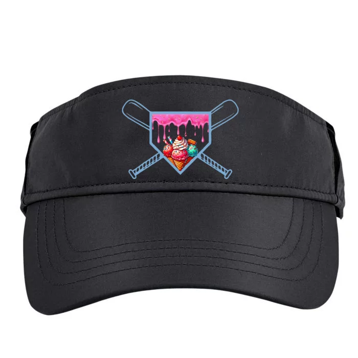 B.A.S.E.B.A.L.L Home Plate Social Club For Boy Ice Cream Drip Adult Drive Performance Visor