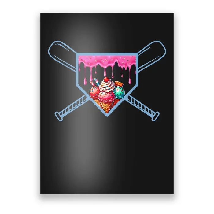 B.A.S.E.B.A.L.L Home Plate Social Club For Boy Ice Cream Drip Poster