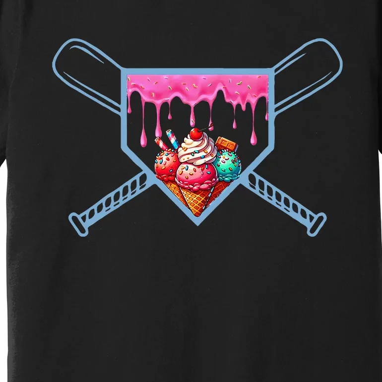 B.A.S.E.B.A.L.L Home Plate Social Club For Boy Ice Cream Drip Premium T-Shirt