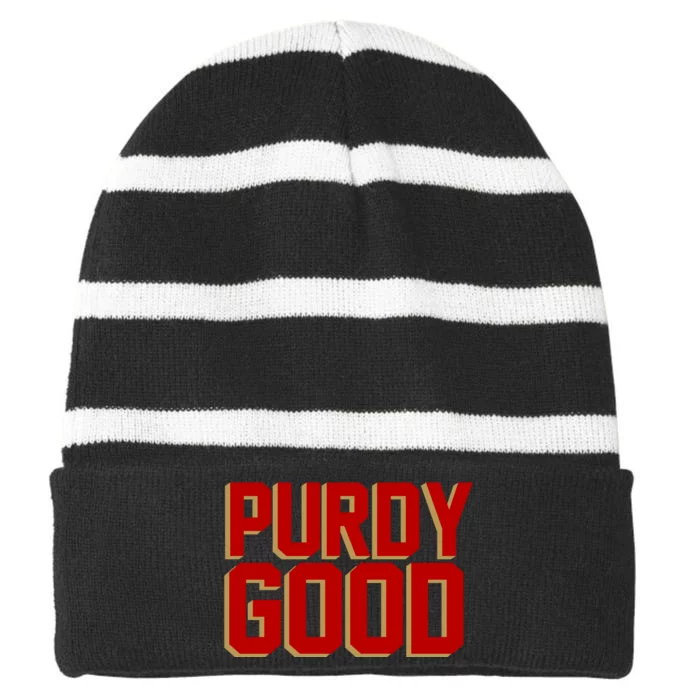 Brock Hard Purdy Good Mr Irrelevant 262 San Francisco Fan Striped Beanie with Solid Band