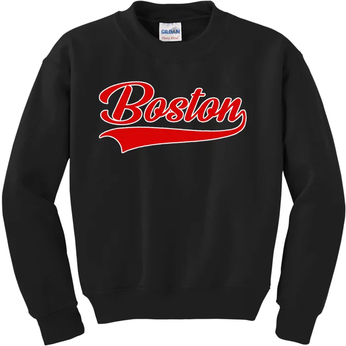 Boston Hometown Pride Throwback Design Print Classic Kids Sweatshirt