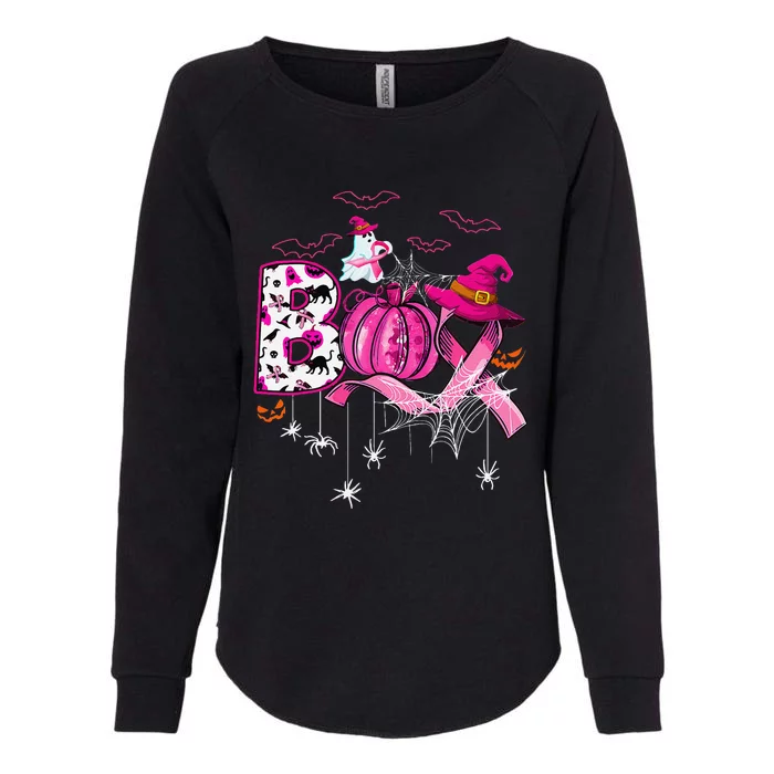 Boo Halloween Pumpkin P.Ink Ribbon Witch Breast Cancer Gift Womens California Wash Sweatshirt