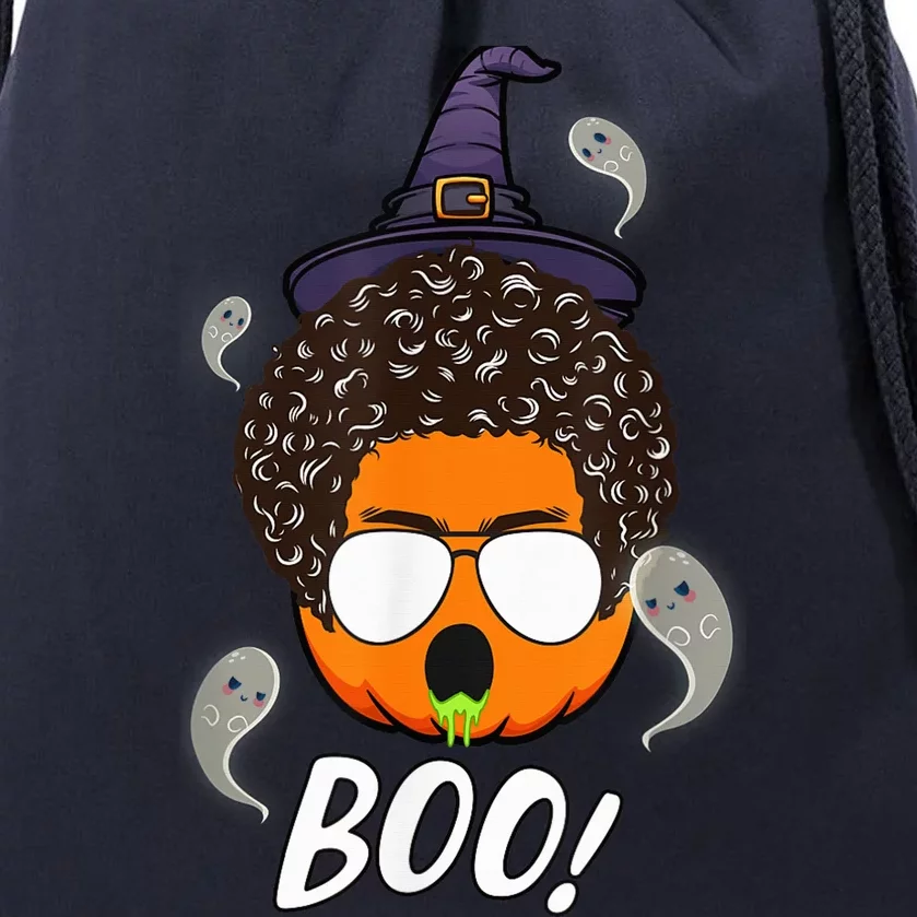 Boo hair  pumpkin wear hat witch ghosts halloween Drawstring Bag