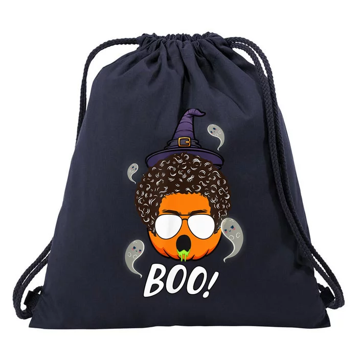 Boo hair  pumpkin wear hat witch ghosts halloween Drawstring Bag