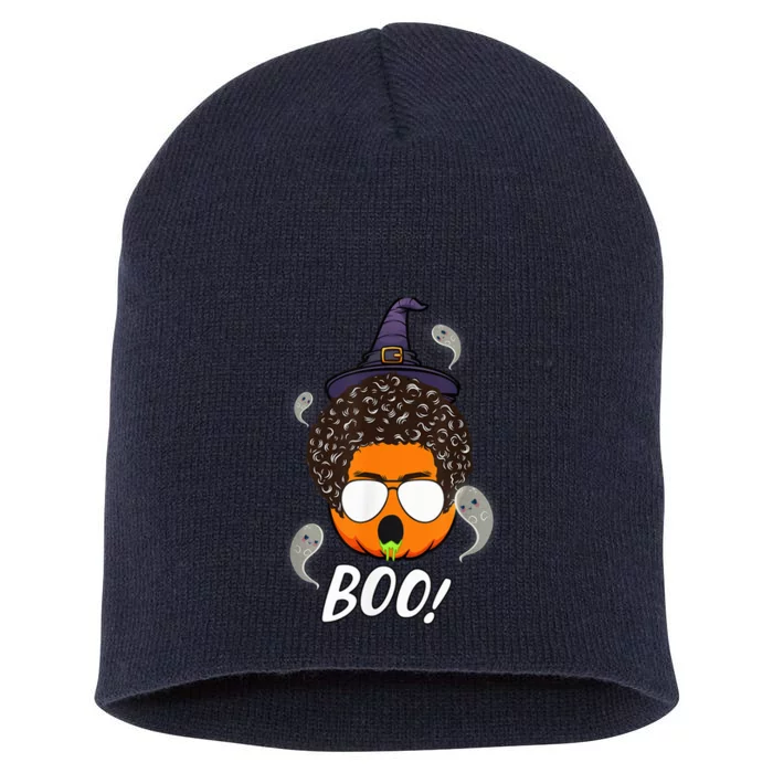 Boo hair  pumpkin wear hat witch ghosts halloween Short Acrylic Beanie