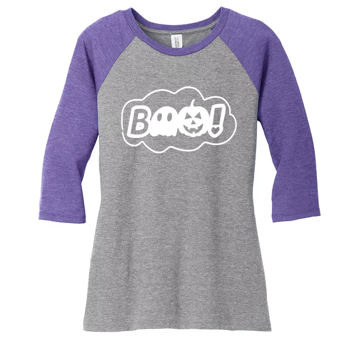 Boo Halloween Pumpkin Season Women's Tri-Blend 3/4-Sleeve Raglan Shirt