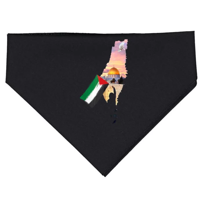 Boy Hold Palestine Flag Palestinians Map JerusalemS City USA-Made Doggie Bandana