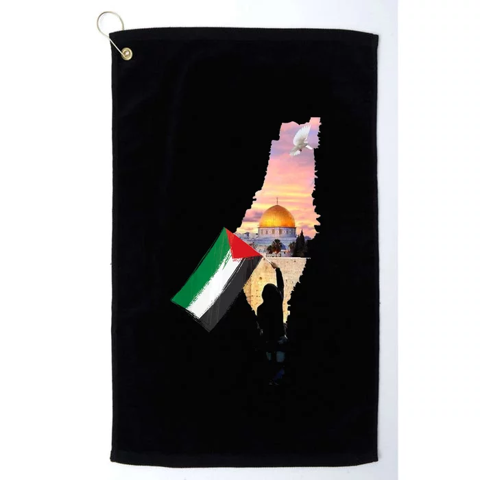 Boy Hold Palestine Flag Palestinians Map JerusalemS City Platinum Collection Golf Towel