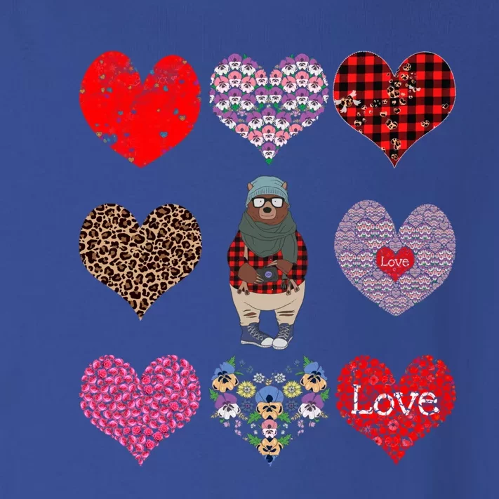 Bear Hearts Pattern Red Plaid Leopard Floral Valentines Day Cool Gift Toddler Long Sleeve Shirt