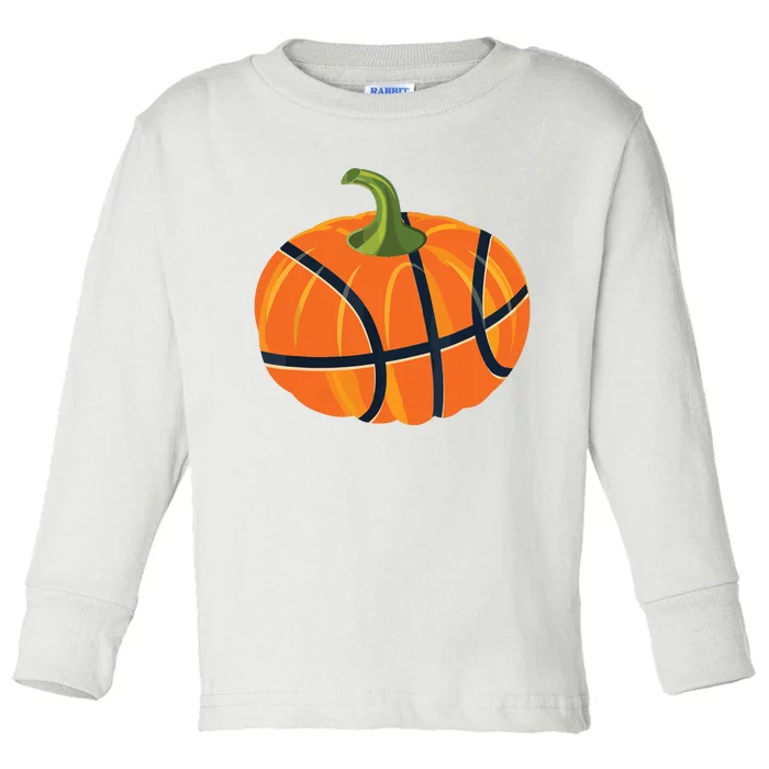 Basketball Halloween Pumpkin Boy Thanksgiving Gift Toddler Long Sleeve Shirt