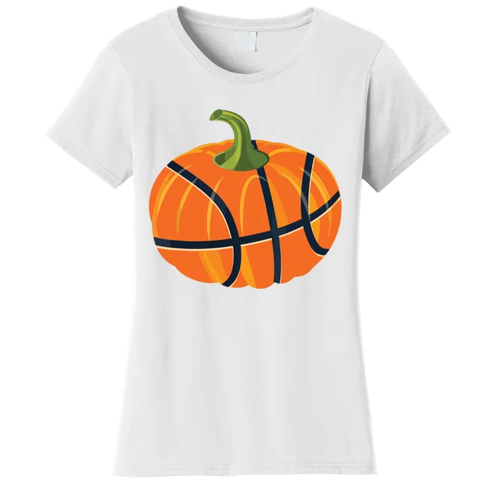 Basketball Halloween Pumpkin Boy Thanksgiving Gift Women's T-Shirt